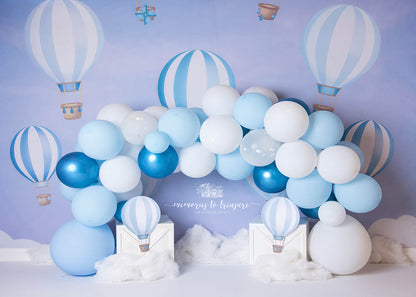 VIP Avezano Blue Hot Air Balloon Balloon Arch Photography Backdrop Designed By Paula Easton