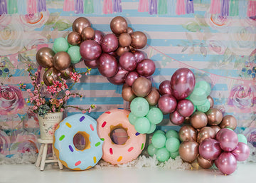 Avezano Balloon Donut Children's Birthday Party Theme Photography Background-AVEZANO