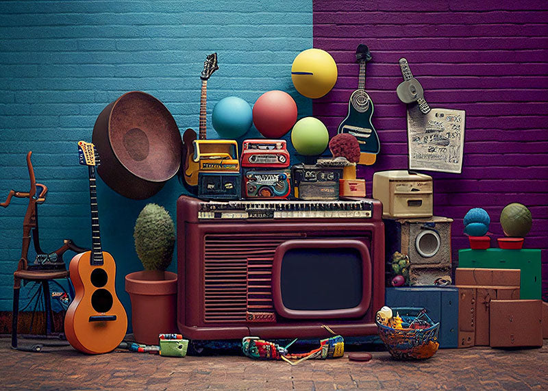 Avezano Guitar Instrument Children's Birthday Party Photography Background-AVEZANO