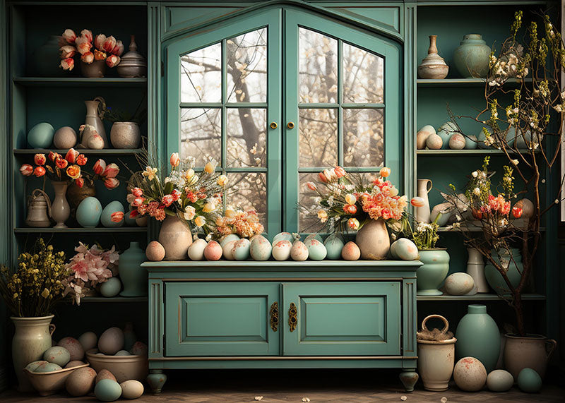 Avezano Spring Easter Window and Flower Photography Backdrop