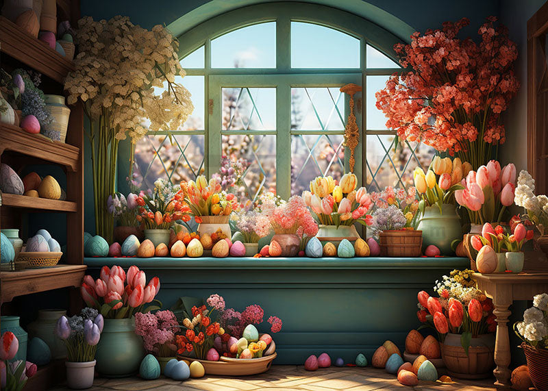 Easter Spring Window Avezano Spring Easter Sun Window and Egg Photography Backdrop