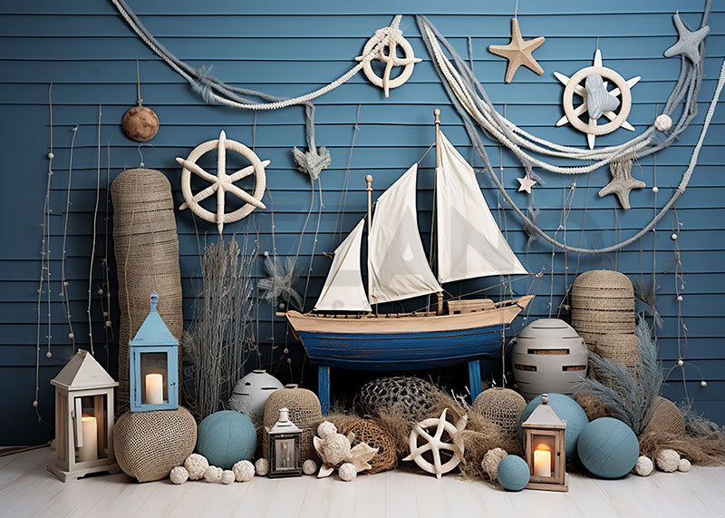 Avezano Summer Sailboat Ornament Kid Cake Smash Photography Background
