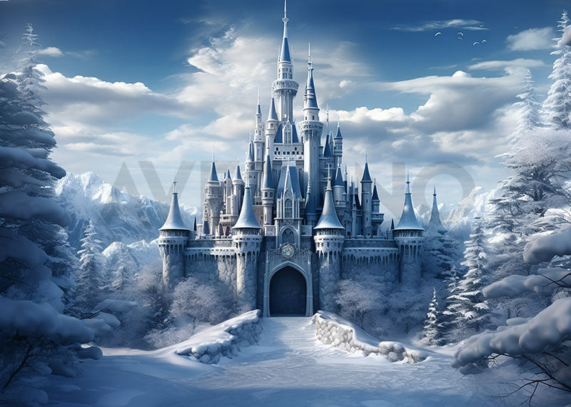 Avezano Un château dans la forêt et la neige en arrière-plan de la photographie 