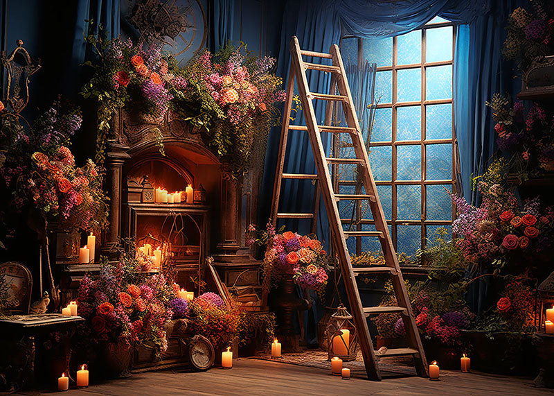 Avezano spring Flower Room Plants and Candles Photography Backdrop