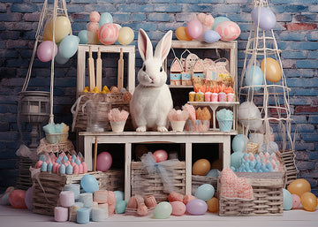 Avezano Easter Eggs and Rabbits Photography Backdrop