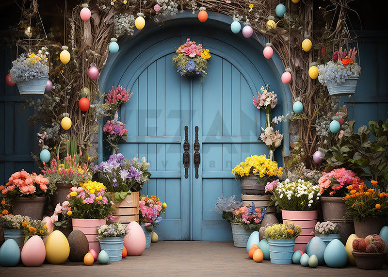 Avezano Spring Easter Eggs and Flowers Photography Backdrop