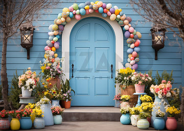Avezano Spring Easter Flower and Egg Decoration  Photography Backdrop