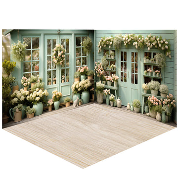 Avezano Spring  Flower Potted Plant Photography Backdrop Room Set
