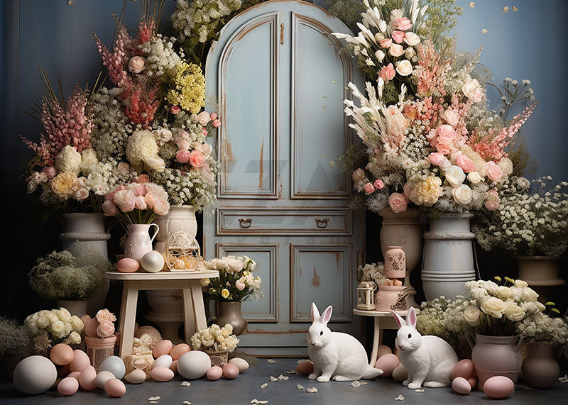 Avezano Spring Easter Potted and Egg Photography Backdrop