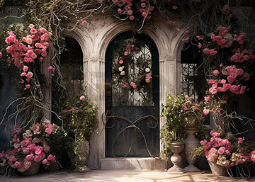 Avezano Spring Roses and Vines Door Photography Backdrop
