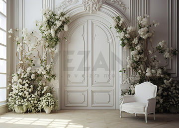 Avezano Spring White Walls and Door Photography Backdrop