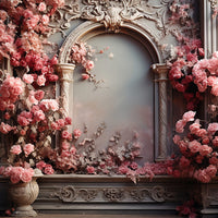 Avezano Spring  Carved Walls and Flowers Photography Backdrop Room Set