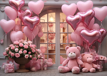 Avezano Valentine's Day Love Balloons and Bears Photography Backdrop
