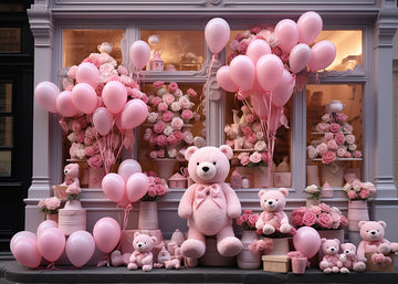 Avezano Valentine's Day Pink Balloons and Bears Photography Backdrop