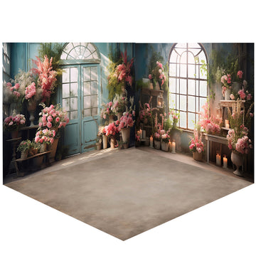 Avezano Spring  Pink Flowers Photography Backdrop Room Set