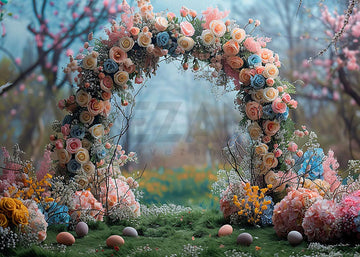 Avezano Easter Egg and Flower Arch Photography Backdrop