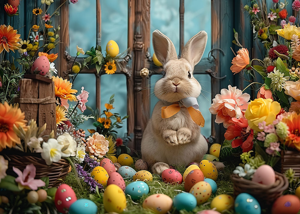 Toile de fond pour photographie de fleurs de Pâques et de lapin d'Avezano 