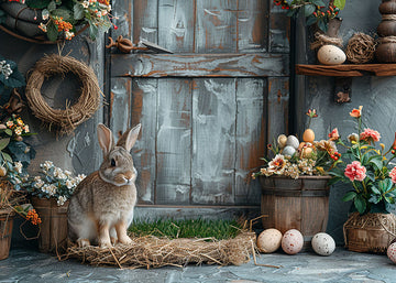 Avezano Easter Potted Flowers and Wall Photography Backdrop
