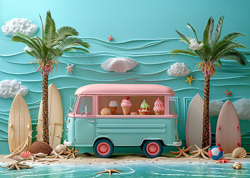 Avezano Summer Seaside Dessert Truck Photography Backdrop