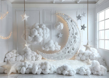 Avezano White Cloud Moon Room Birthday Photography Background