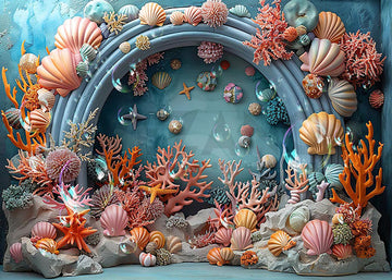 Avezano Summer Shell Coral Arch Photography Backdrop