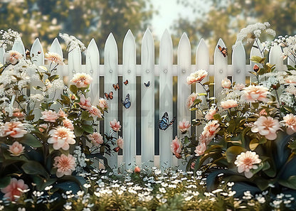 Toile de fond pour photographie de fleurs de printemps et de papillons à Avezano