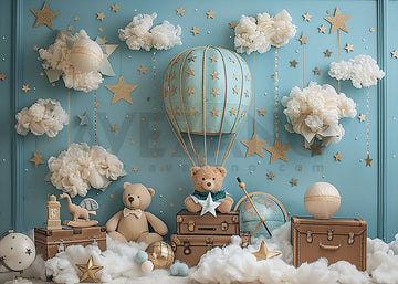 Avezano Clouds and Stars Balloon Birthday Photography Background