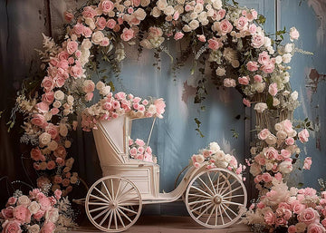 Avezano Spring Rose Arch and White Car Photography Backdrop