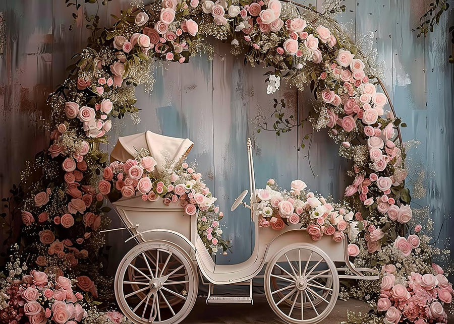 Avezano Spring Pink Rose Arch Flowers Photography Backdrop