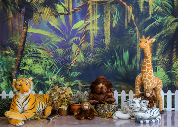 Avezano Tiger and Giraffe Jungle Background Photography Background