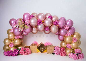 Avezano Pink Balloon Arch Kids Birthday Party Photography Background