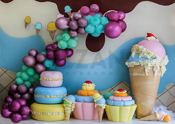 Avezano Ice Cream Balloon Party Cake Smash Photography Background