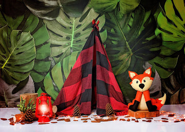 Avezano Jungle Tent and Little Fox Party Cake Smash Photography Background