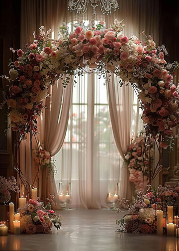 Avezano Spring Wedding Pink Flower Arch Photography Backdrop