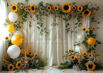 Avezano Sunflower and Balloon Party Photography Background
