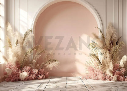Avezano Bohemian Pink Arch Wall Decorative Flowers Photography Backdrop