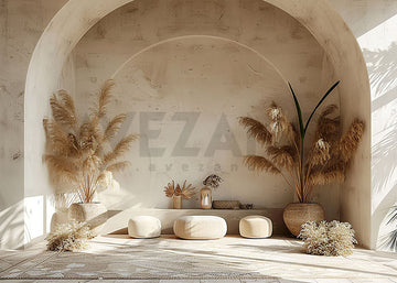 Avezano Simple Arch Wall and Reed Decoration Photography Backdrop