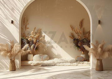 Avezano Boho Simple Arch Wall and Tatami  Photography Backdrop