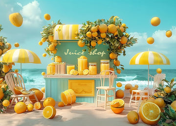 Avezano Beachside Orange Juice Store Photography Backdrop