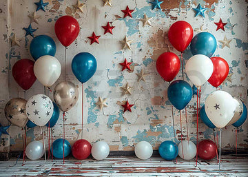 Avezano Independence Day Balloons and Five-Pointed Star Decoration Photography Background