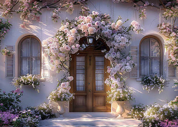 Avezano Spring House and Flower Door Window Photography Backdrop