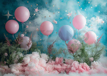 Avezano Pink Balloons and Star Photography Background