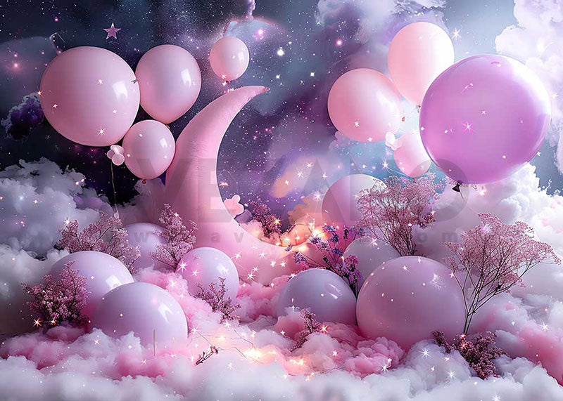Avezano Purple Balloon Starry Sky Theme Photography Background