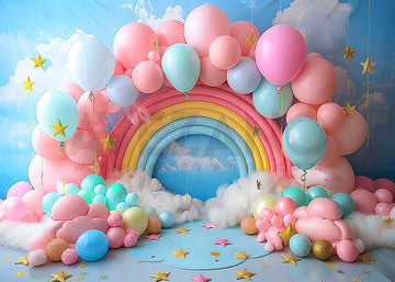 Avezano Rainbow Balloon Arch Kids Birthday Party Photography Background