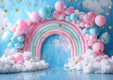 Avezano Rainbow Arch and Clouds Kids Birthday Party Photography Background