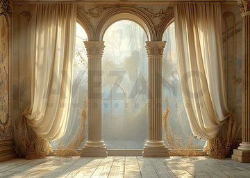 Avezano Boho Architecture Door and Curtains Photography Backdrop