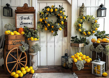 Avezano Spring Lemon Garland Decoration Photography Backdrop
