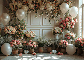 Avezano Bohemian Flower Room White Balloon Photography Background