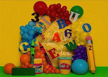 Avezano Back to School Letters and Crayons Birthday Party Photography Background