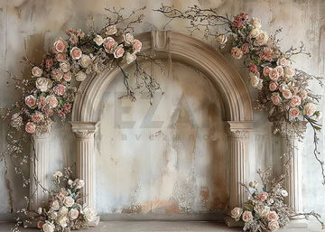 Avezano Spring  Flowers and Texture Arch Wall Photography Backdrop
